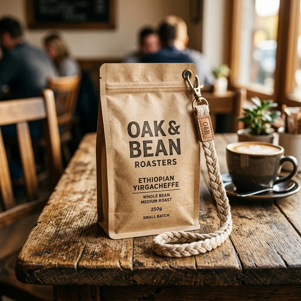 한 Kraft_paper_coffee_bag_lanyard