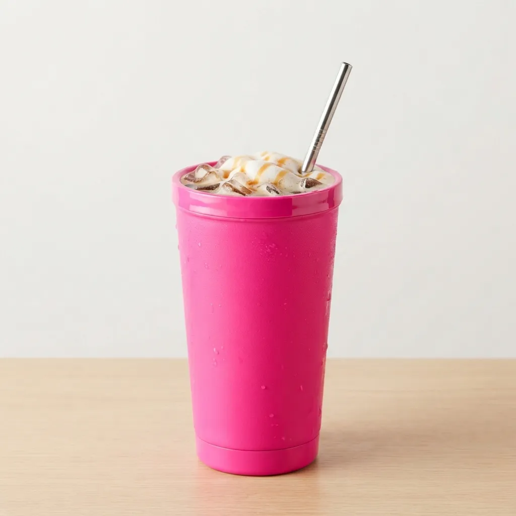Cold_coffee_cup_on_pink 컵