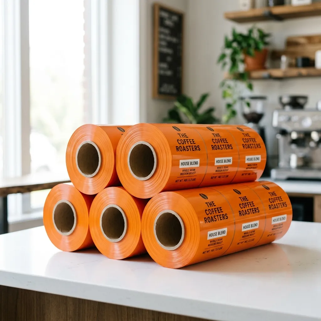 오렌지 Printed_packaging_film_rolls_stack